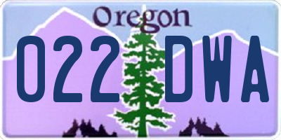 OR license plate 022DWA