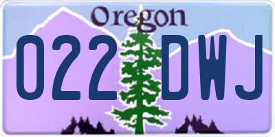 OR license plate 022DWJ