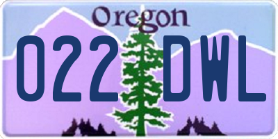 OR license plate 022DWL