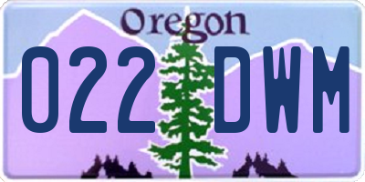 OR license plate 022DWM