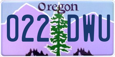 OR license plate 022DWU