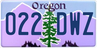 OR license plate 022DWZ