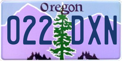 OR license plate 022DXN