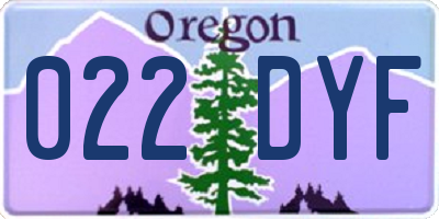 OR license plate 022DYF