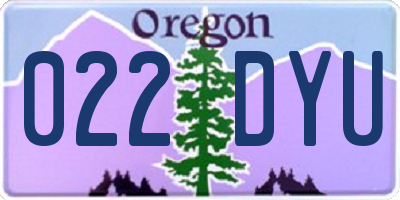 OR license plate 022DYU