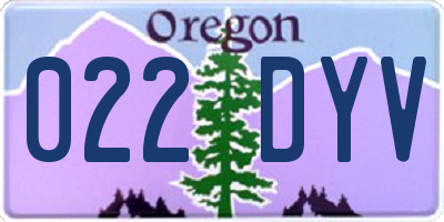 OR license plate 022DYV