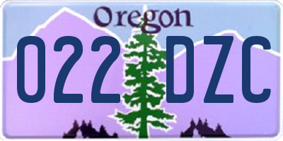 OR license plate 022DZC