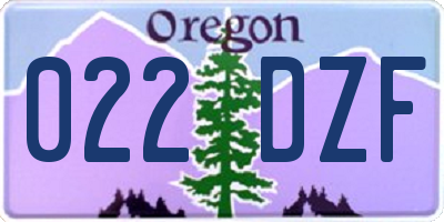 OR license plate 022DZF