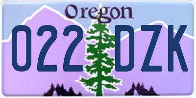 OR license plate 022DZK