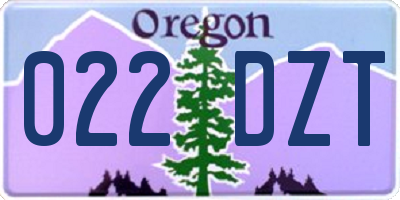 OR license plate 022DZT