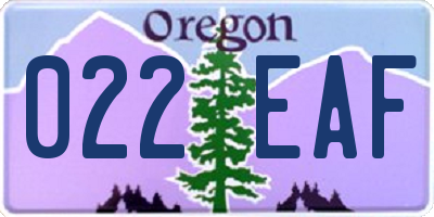 OR license plate 022EAF