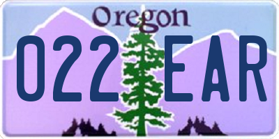 OR license plate 022EAR