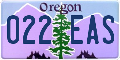 OR license plate 022EAS