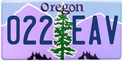 OR license plate 022EAV
