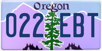 OR license plate 022EBT