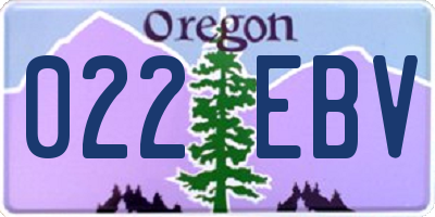 OR license plate 022EBV