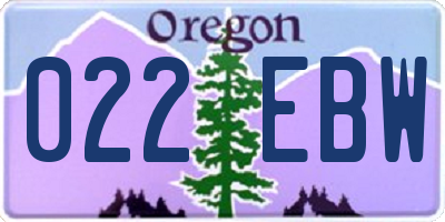 OR license plate 022EBW
