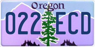 OR license plate 022ECD
