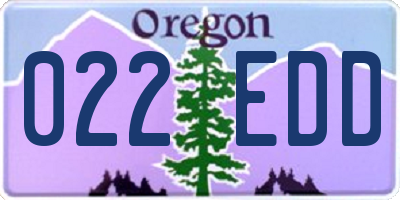 OR license plate 022EDD