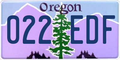 OR license plate 022EDF