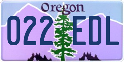 OR license plate 022EDL