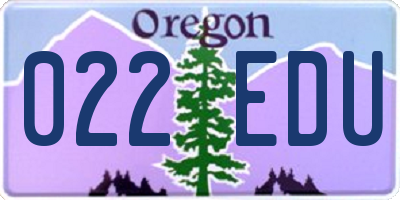 OR license plate 022EDU