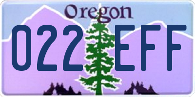 OR license plate 022EFF