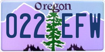 OR license plate 022EFW