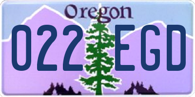 OR license plate 022EGD