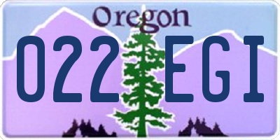 OR license plate 022EGI
