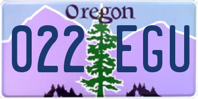 OR license plate 022EGU