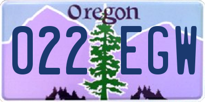 OR license plate 022EGW