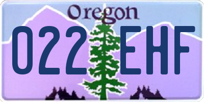 OR license plate 022EHF