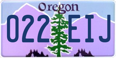 OR license plate 022EIJ