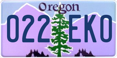 OR license plate 022EKO