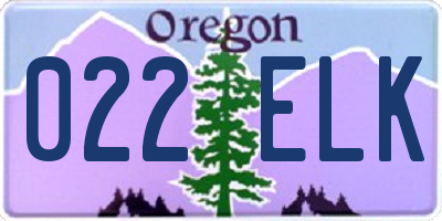 OR license plate 022ELK