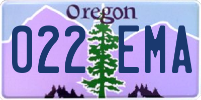 OR license plate 022EMA