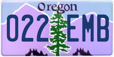 OR license plate 022EMB