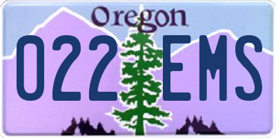 OR license plate 022EMS