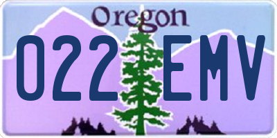 OR license plate 022EMV