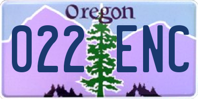 OR license plate 022ENC
