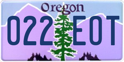OR license plate 022EOT