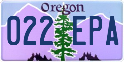 OR license plate 022EPA