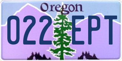 OR license plate 022EPT