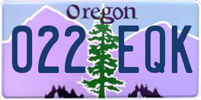 OR license plate 022EQK