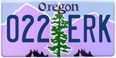 OR license plate 022ERK