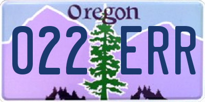 OR license plate 022ERR
