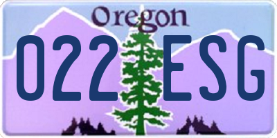OR license plate 022ESG