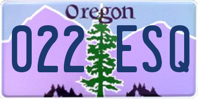 OR license plate 022ESQ