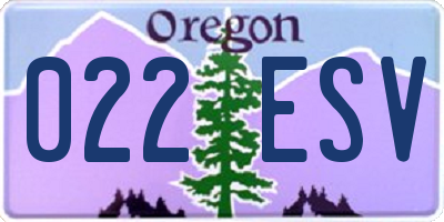 OR license plate 022ESV